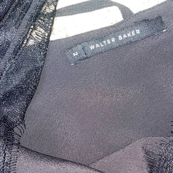 Walter Baker slip dress camisole night gown black satin like material lace top - Picture 3 of 7